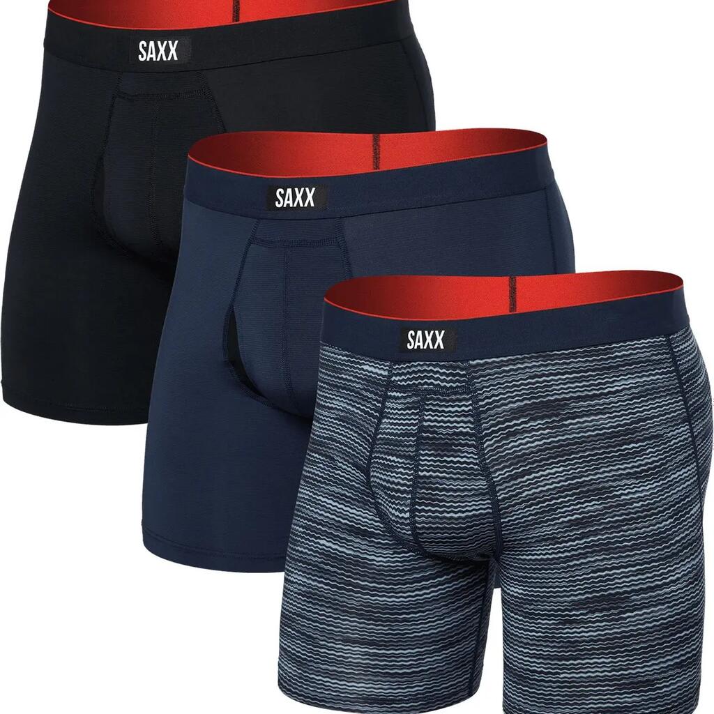 Saxx Multi-Sport Mesh Brief Fly Boxer Briefs Blue/Black Men's (3-Pack)