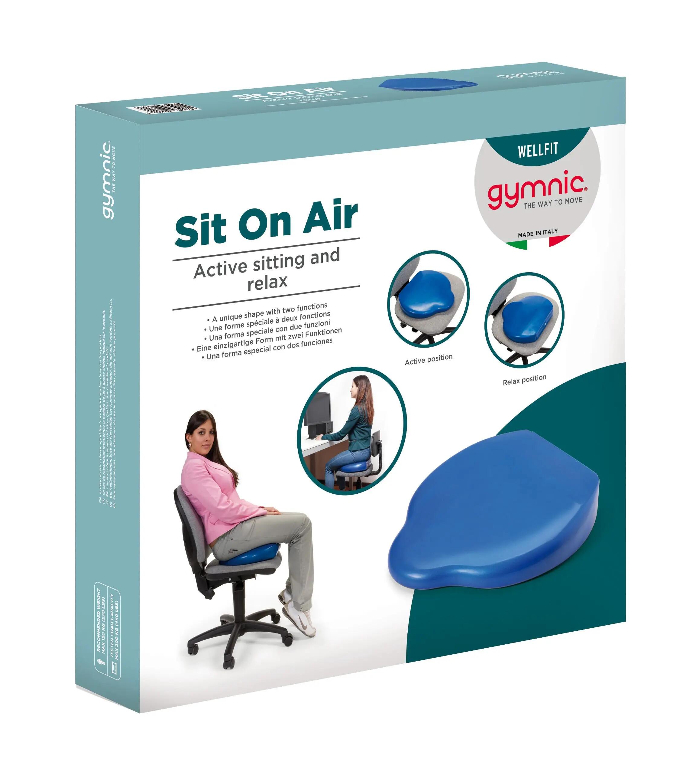 Gymnic Sit On Air Cuscino posturale doppia funzione blu postura e relax gambe 8/8