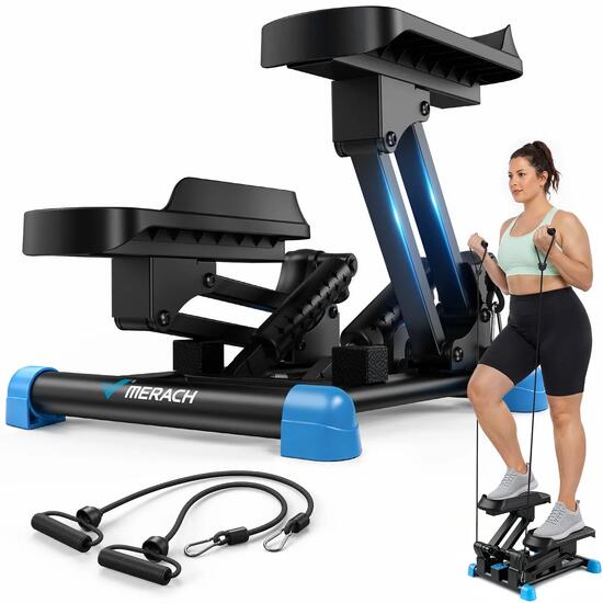 3-in-1 Mini Stepper, LCD-Display, Widerstandsbänder, großer Schritt, bis 150 kg