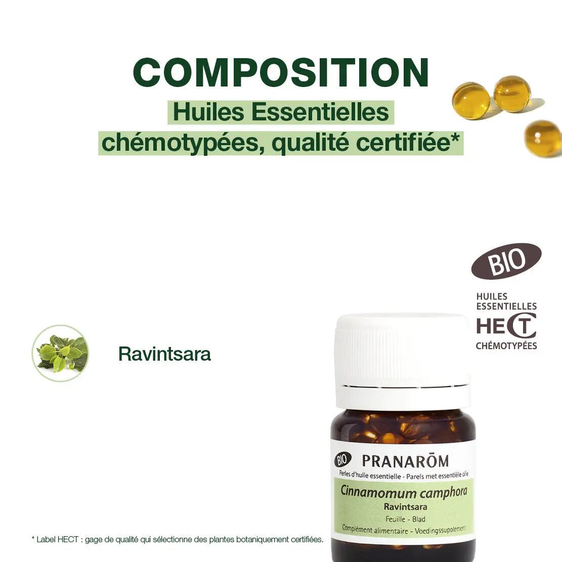 Perles d'huile essentielle de Ravintsara - Complément oral BIO - 60 perles 3/5