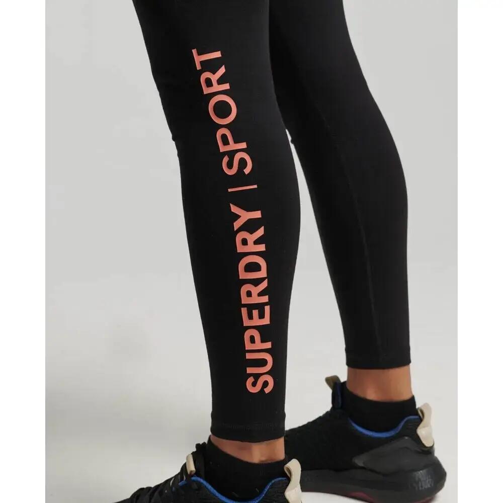 superdry Core Sports high waisted legging — Zwart/Coral – Black/Coral 6/6