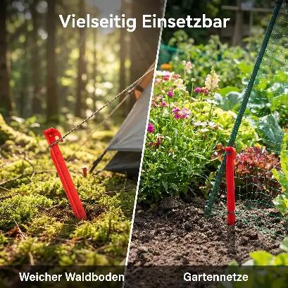 Zelt-Heringe aus Kunststoff 30 cm. 5 Stück Rot Heringe Erdnägel 7/7