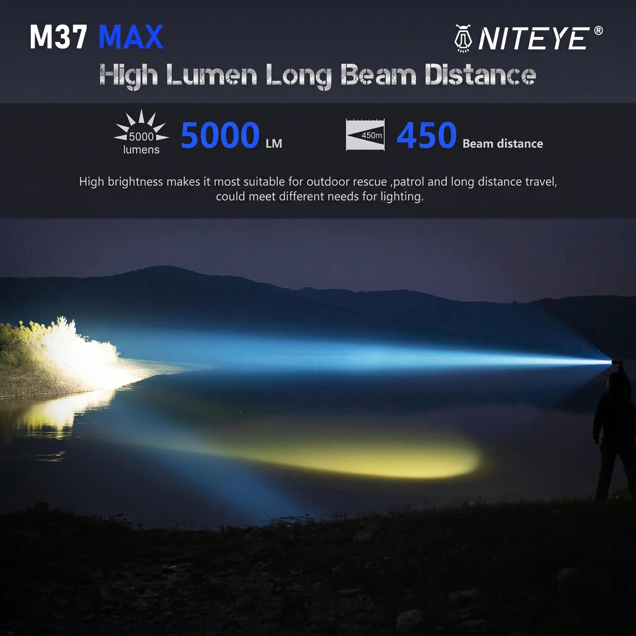 NITEYE by JETBeam M37 Max 5000 Lumens Rechargeable Flashlight 4/15