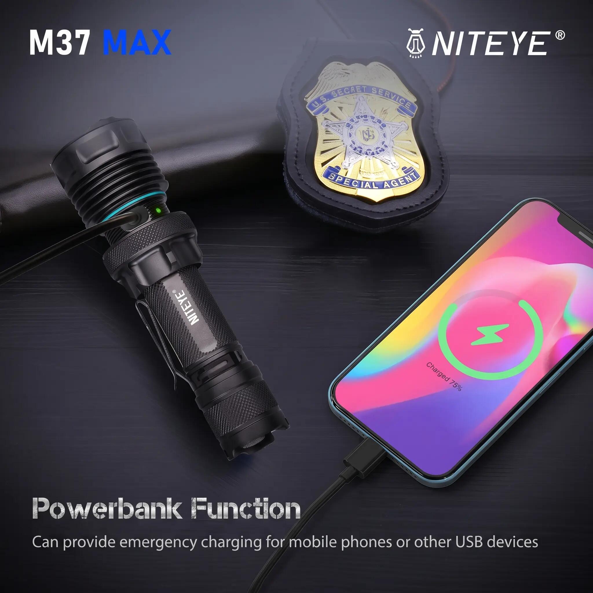 NITEYE by JETBeam M37 Max 5000 Lumens Rechargeable Flashlight 3/15