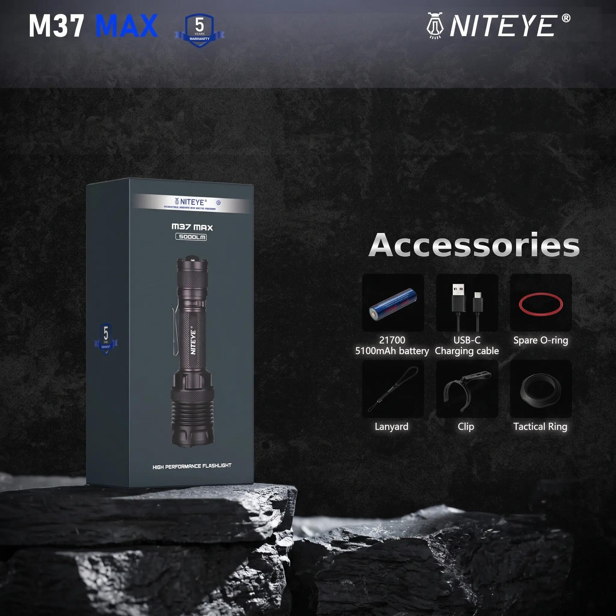 NITEYE by JETBeam M37 Max 5000 Lumens Rechargeable Flashlight 13/15