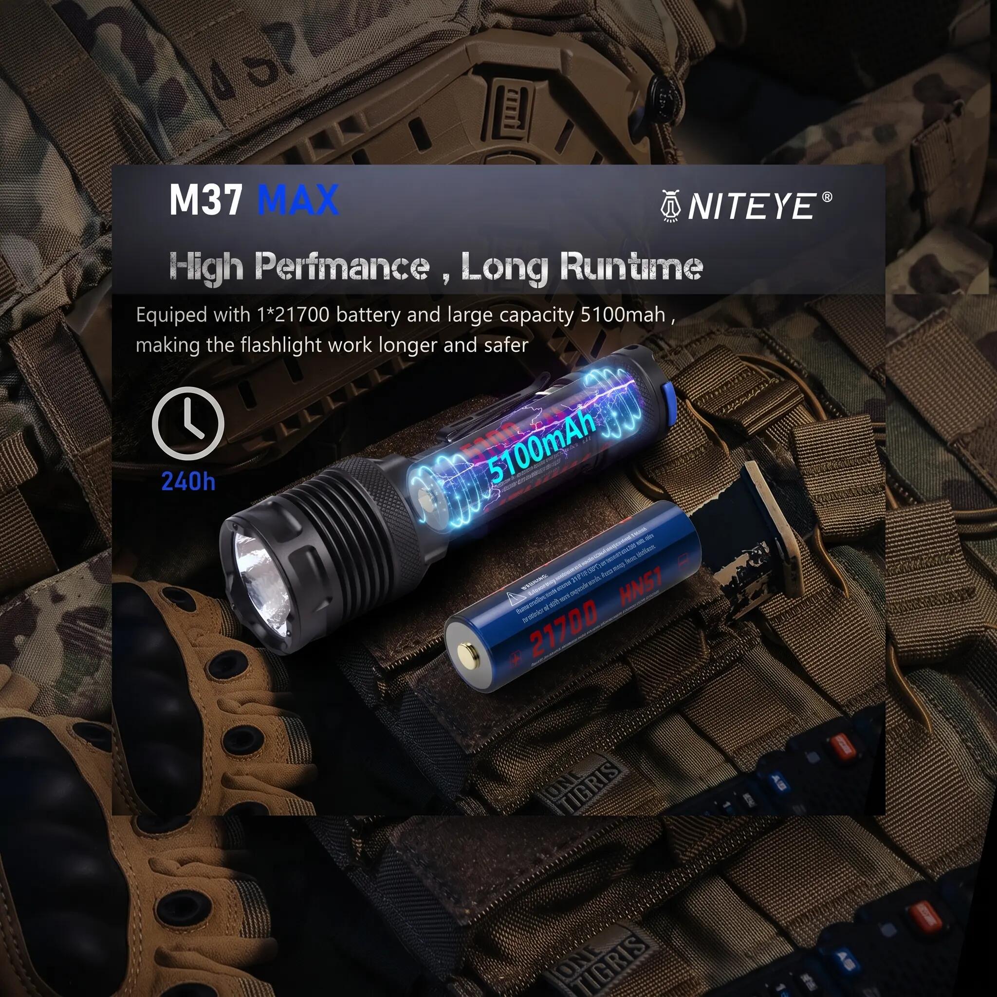 NITEYE by JETBeam M37 Max 5000 Lumens Rechargeable Flashlight 10/15
