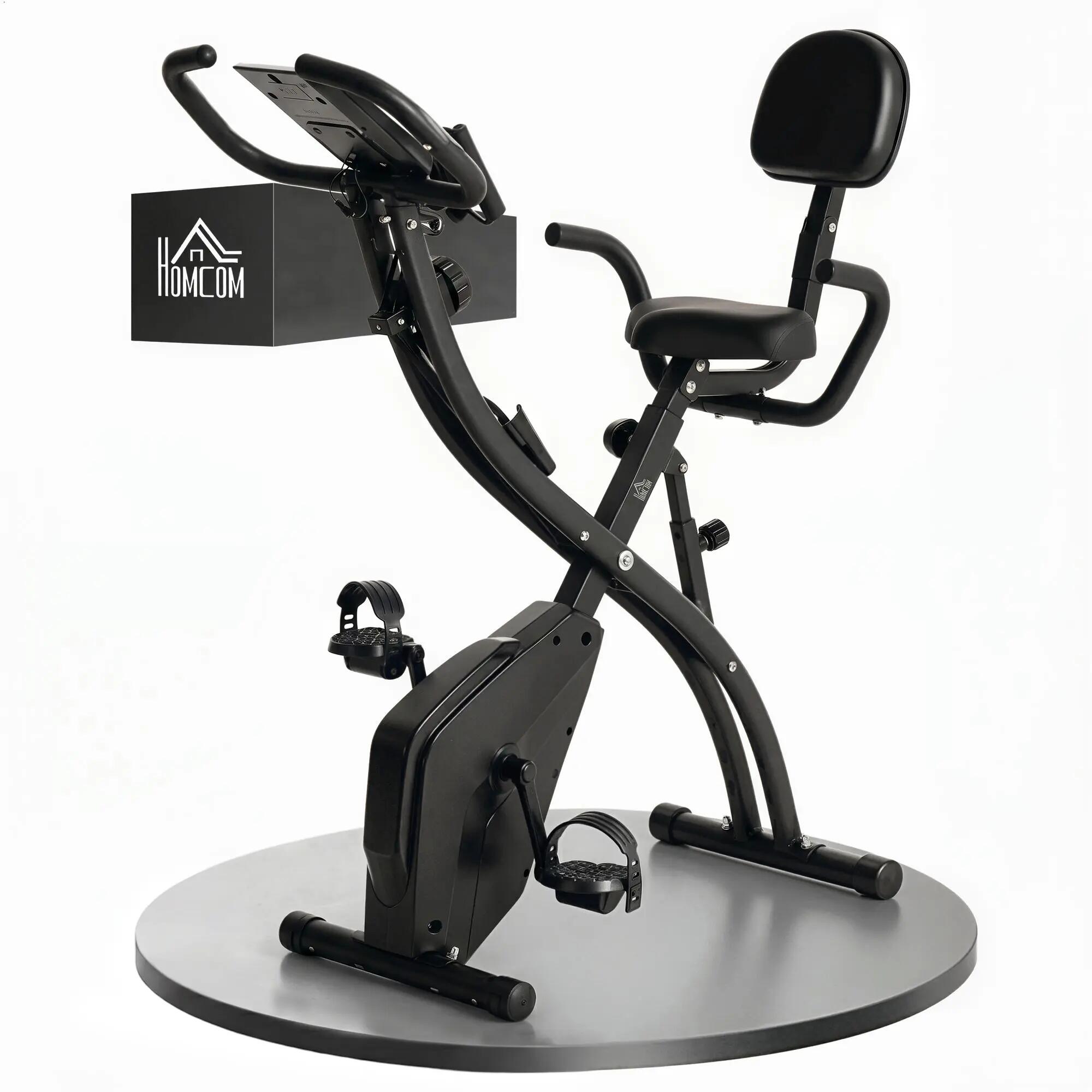 Vélo d'exercice pliable 4 en 1 - Ergomètre magnétique silencieux avec bandes de 1/9
