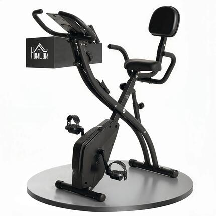 Vélo d'exercice pliable 4 en 1 - Ergomètre magnétique silencieux avec bandes de