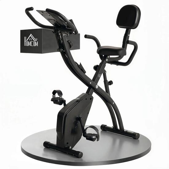 Vélo d'exercice pliable 4 en 1 - Ergomètre magnétique silencieux avec bandes de