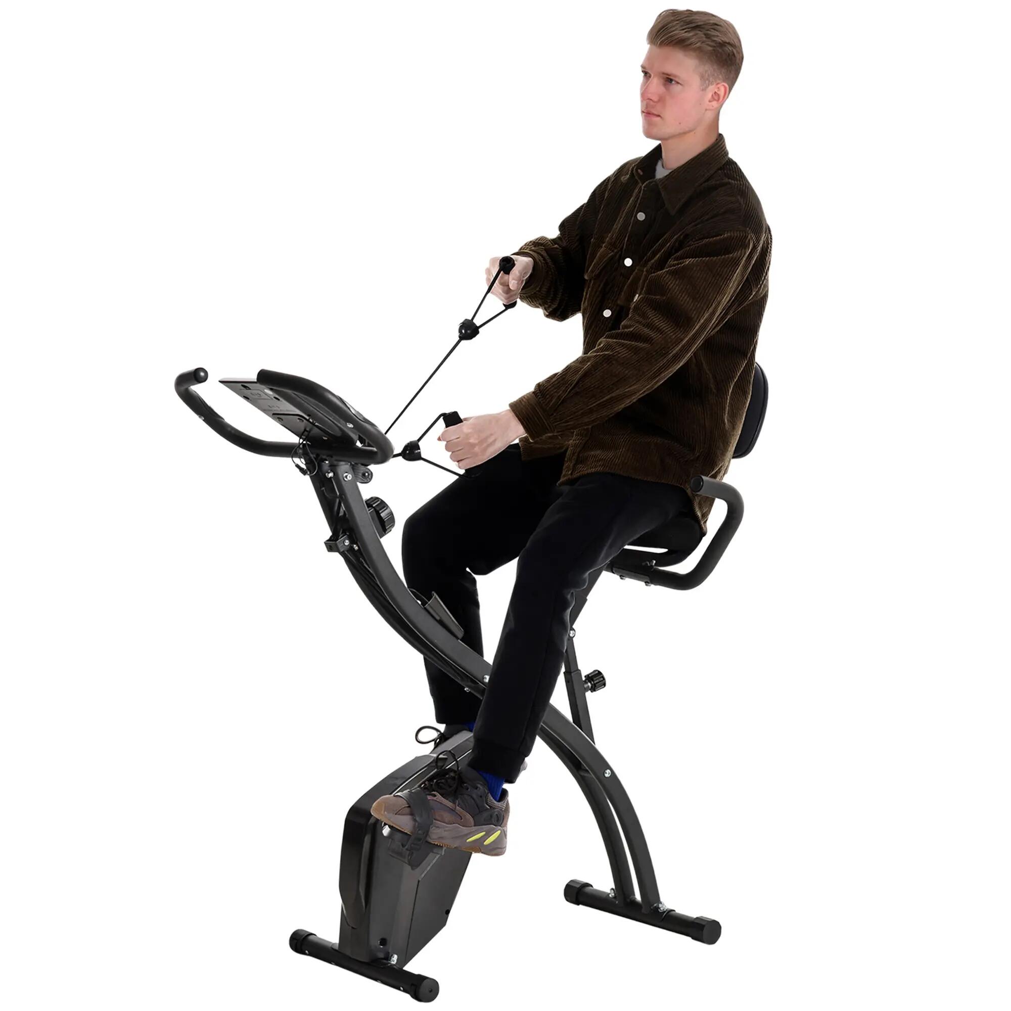 Vélo d'exercice pliable 4 en 1 - Ergomètre magnétique silencieux avec bandes de 2/9