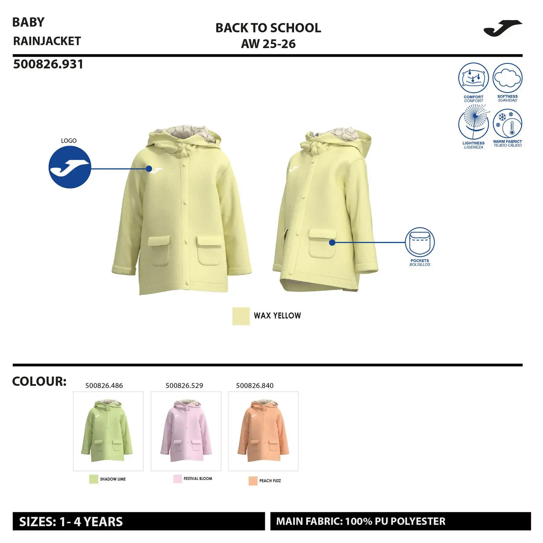 Chubasquero con capucha infantil Joma Camp 2/6