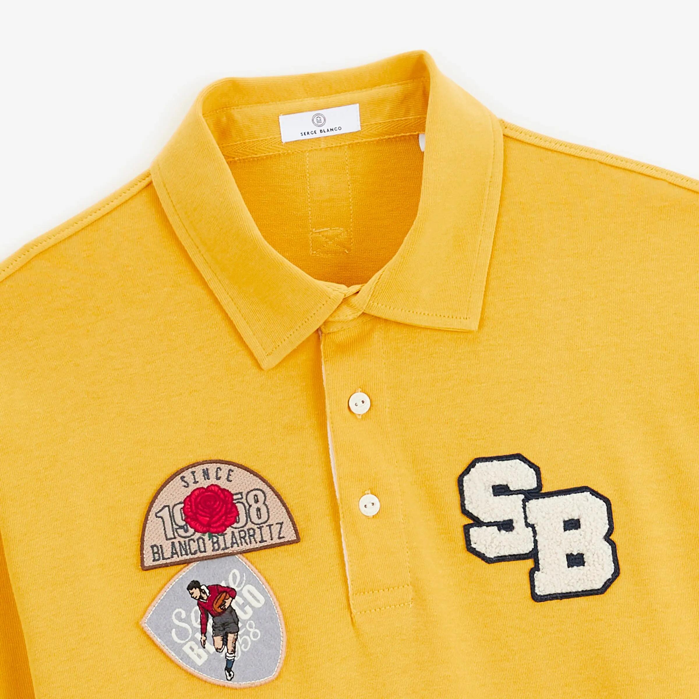 Polo de rugby de manga larga con insignias bordadas 3/4