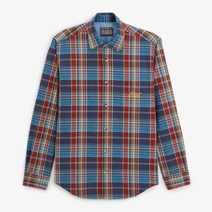 Chemise manches longues coton carreaux BLANCO BIARRITZ bleu lupin