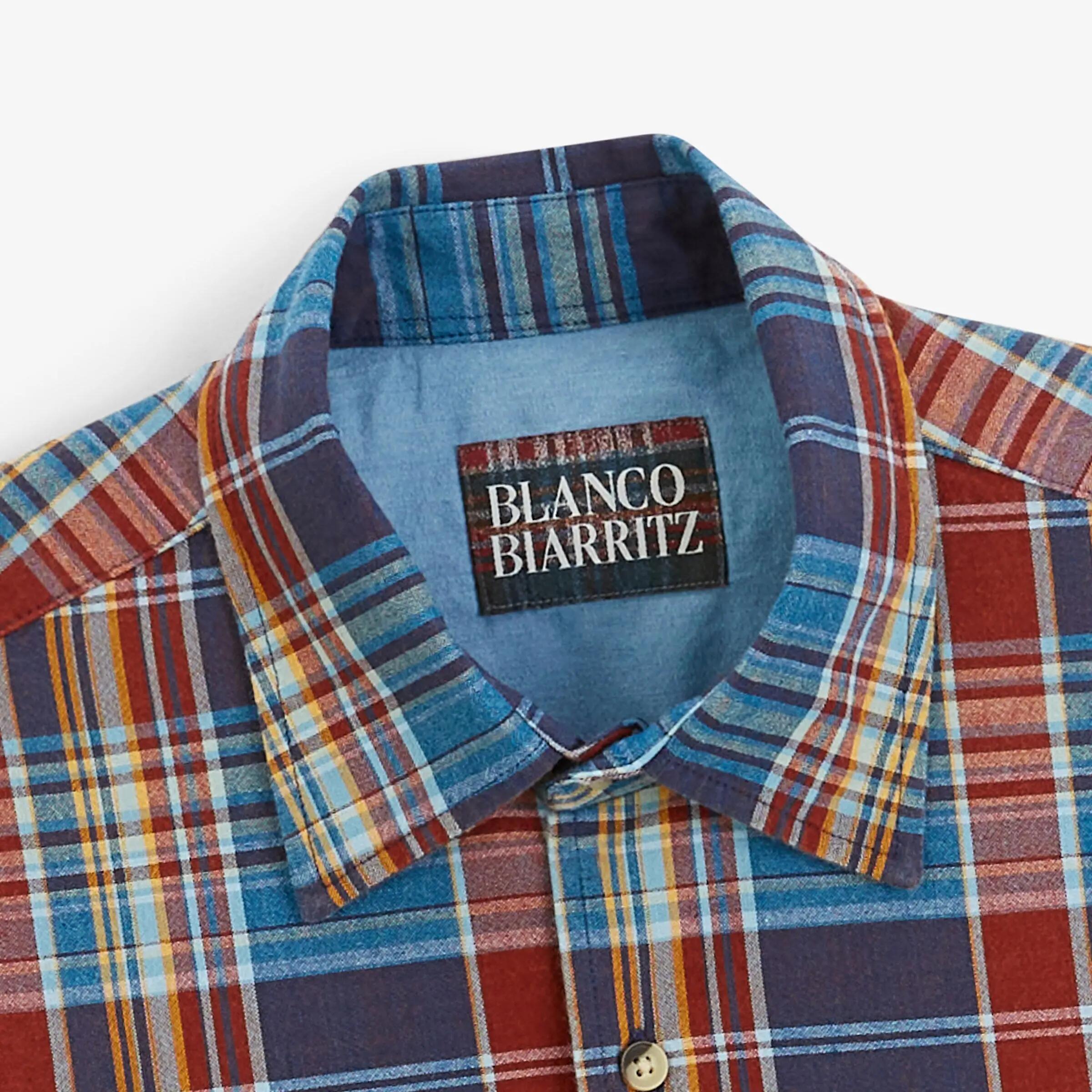 Camicia a maniche lunghe in cotone a quadri 3/4