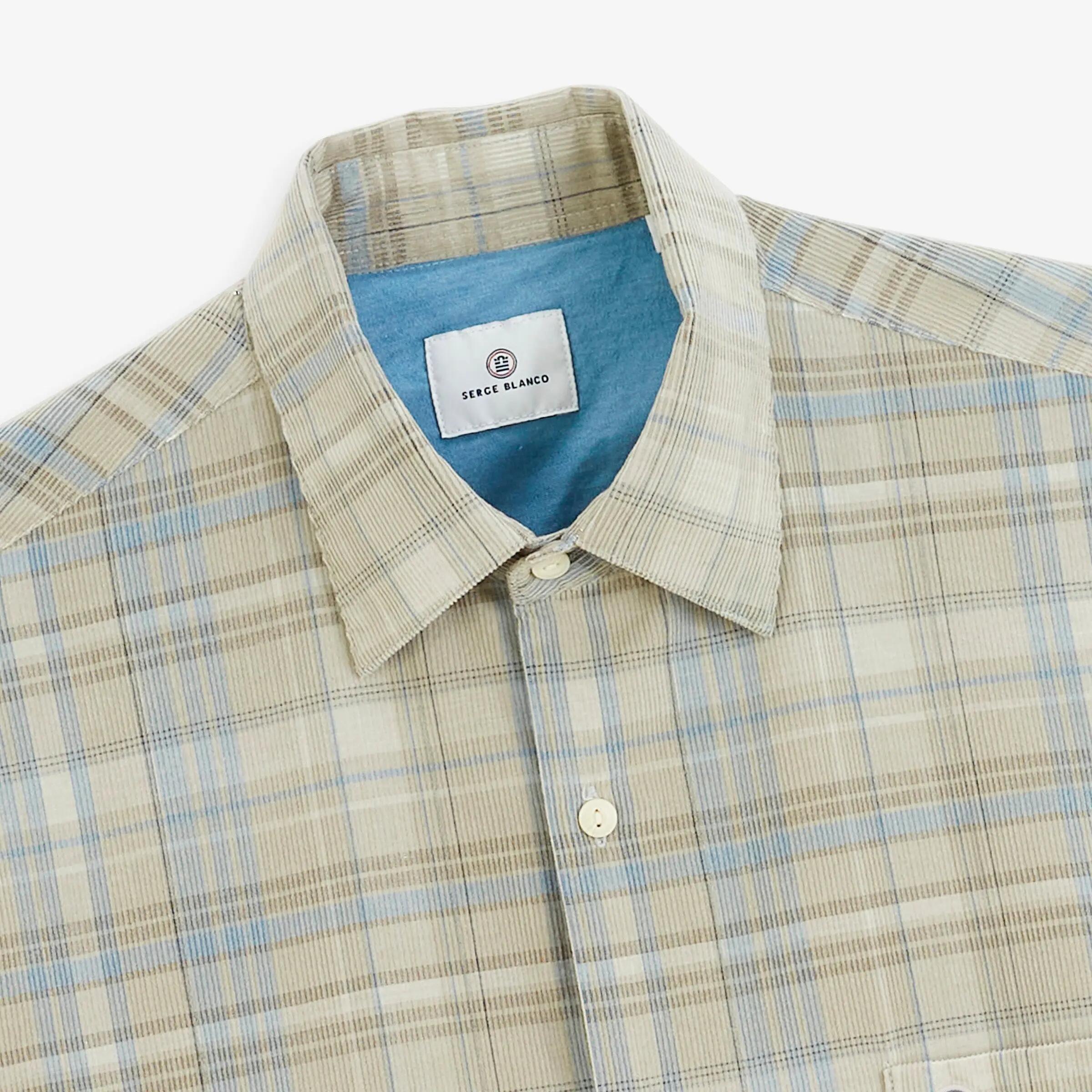 Camisa de manga larga de pana a cuadros 3/4