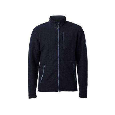 Vest heren louie full zip navy - lichte gekookte wol - blauw