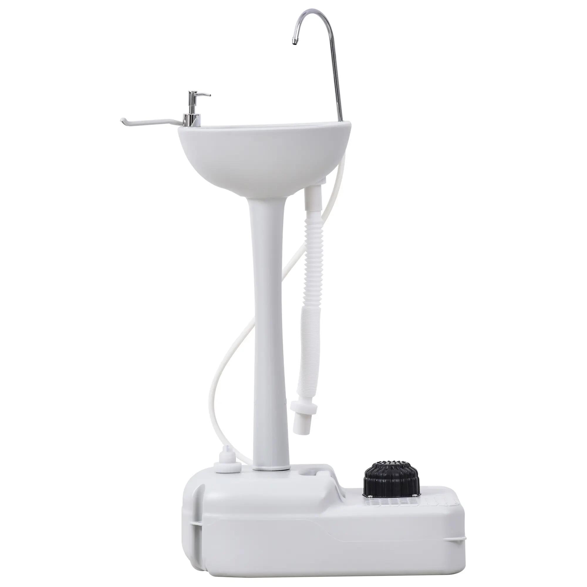 Lavabo portable - camping - pompe à pied - gris 2/6