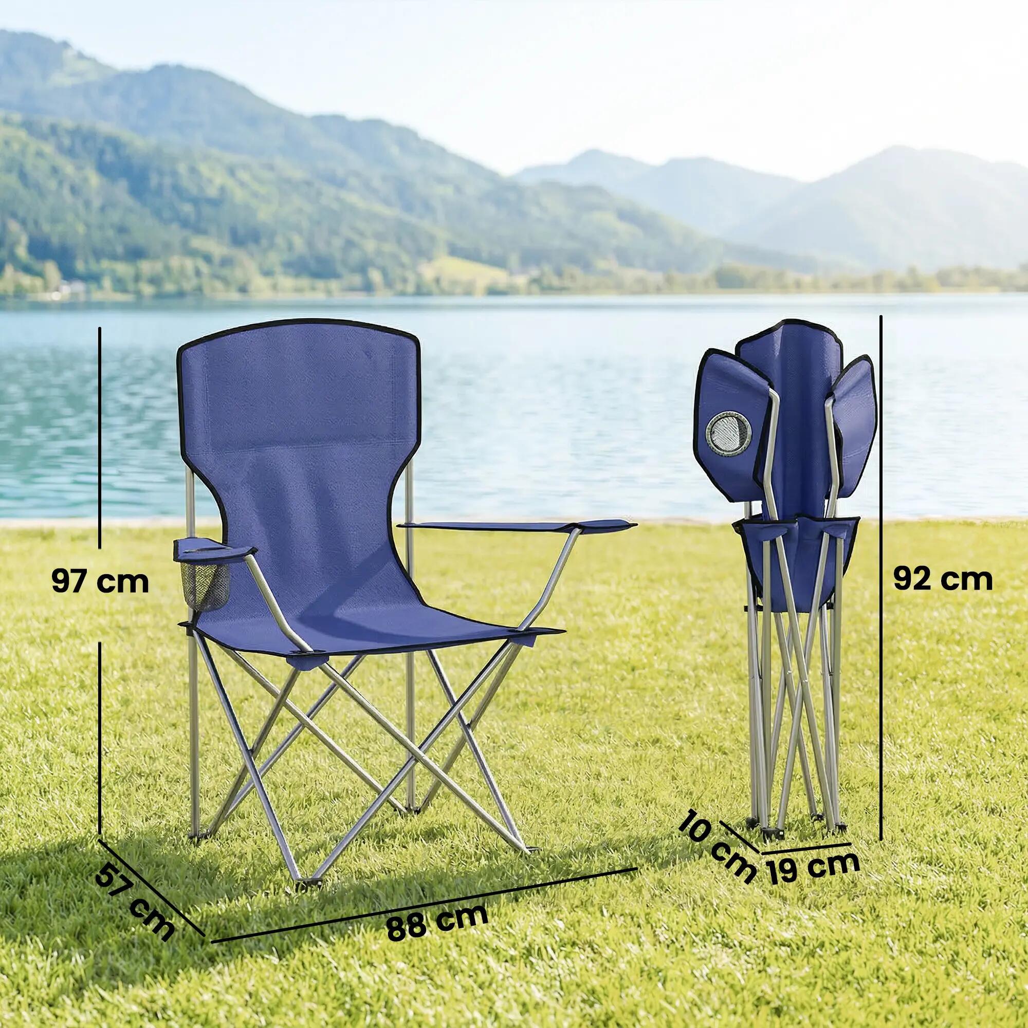 Chaises pliantes - Camping - Porte-gobelet - Bleu foncé 5/6