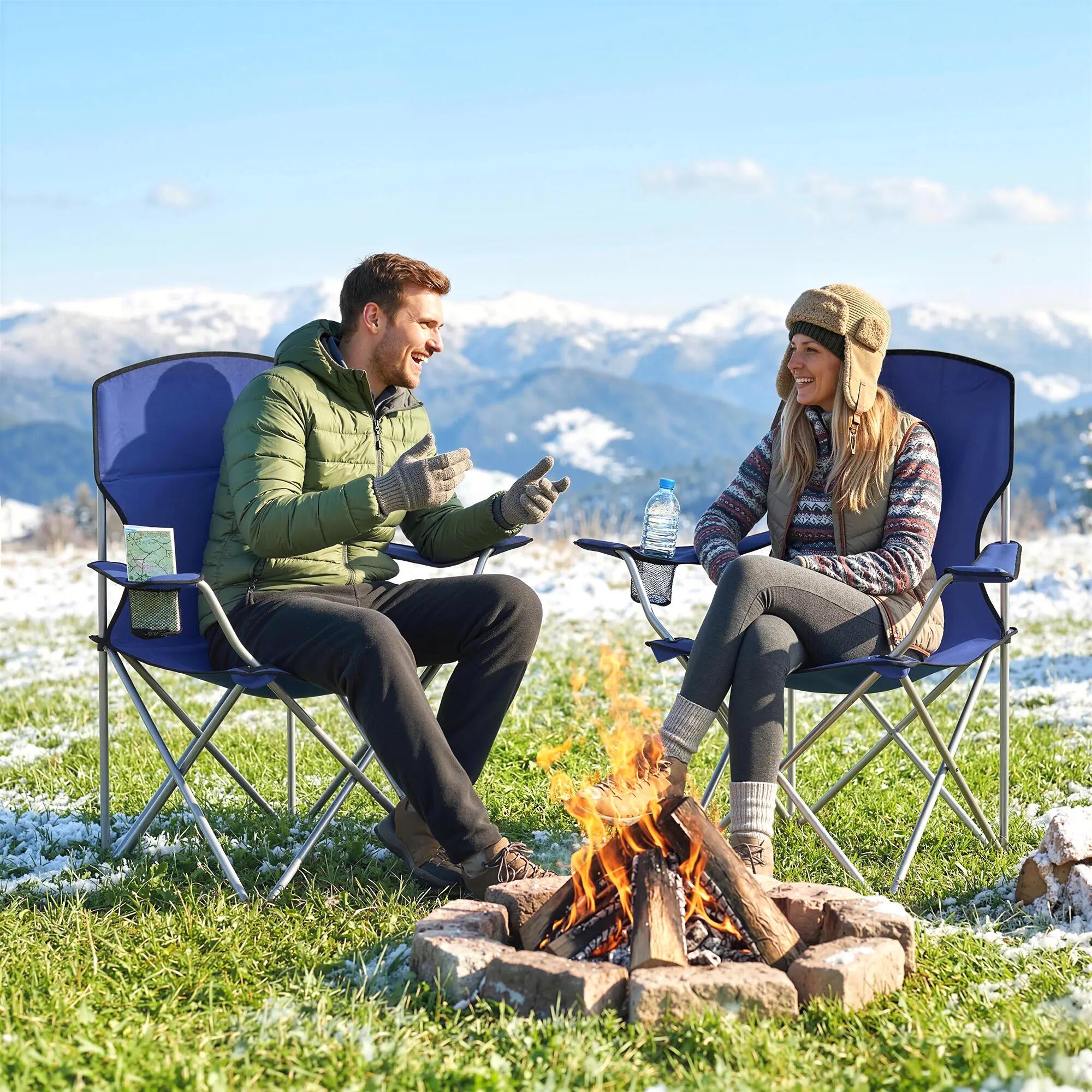Chaises pliantes - Camping - Porte-gobelet - Bleu foncé 4/6