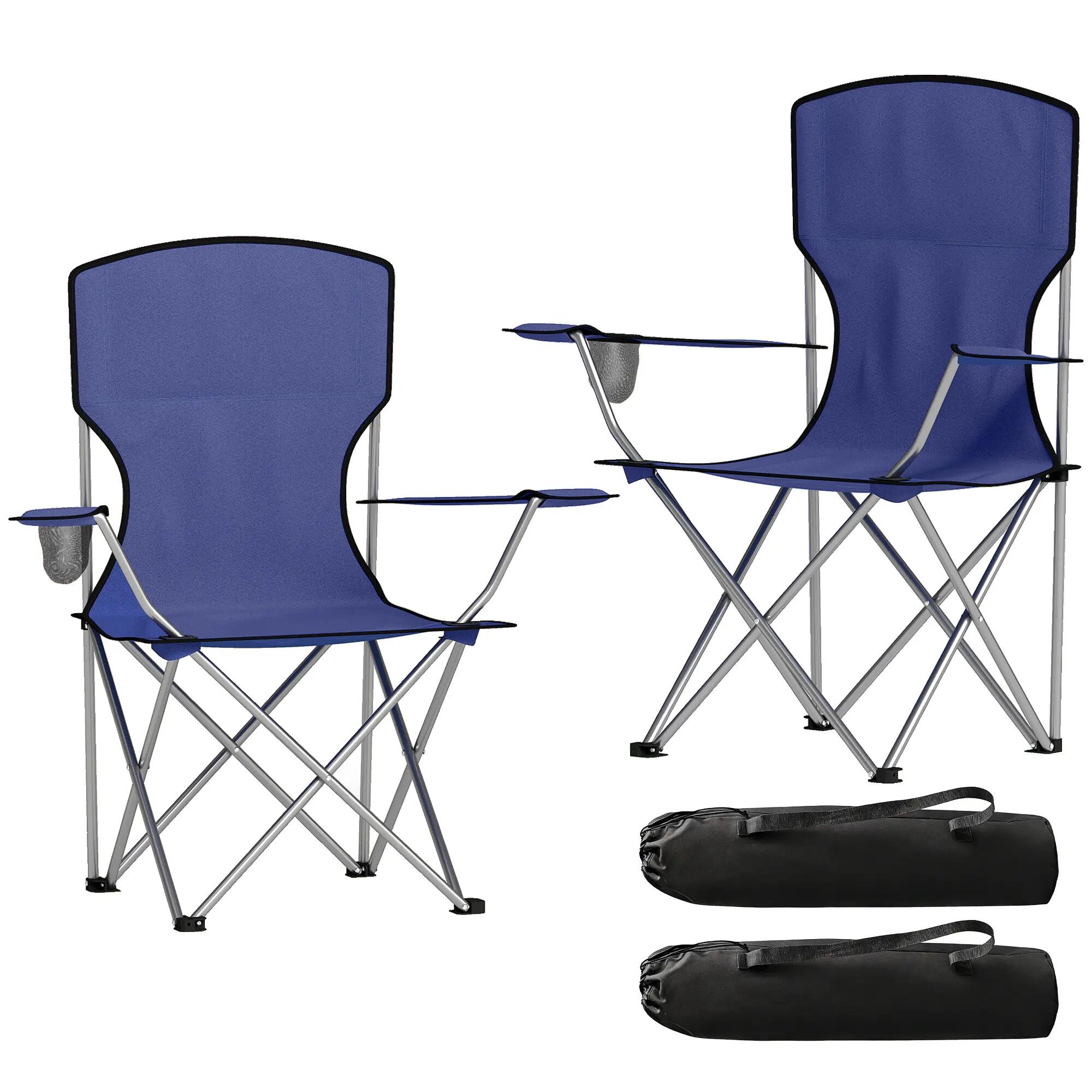 Chaises pliantes - Camping - Porte-gobelet - Bleu foncé 2/6