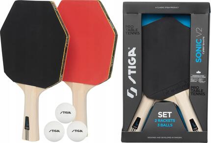 Rakietki do tenisa stołowego STIGA Sonic V2 2 szt + 3 piłeczki ping pong