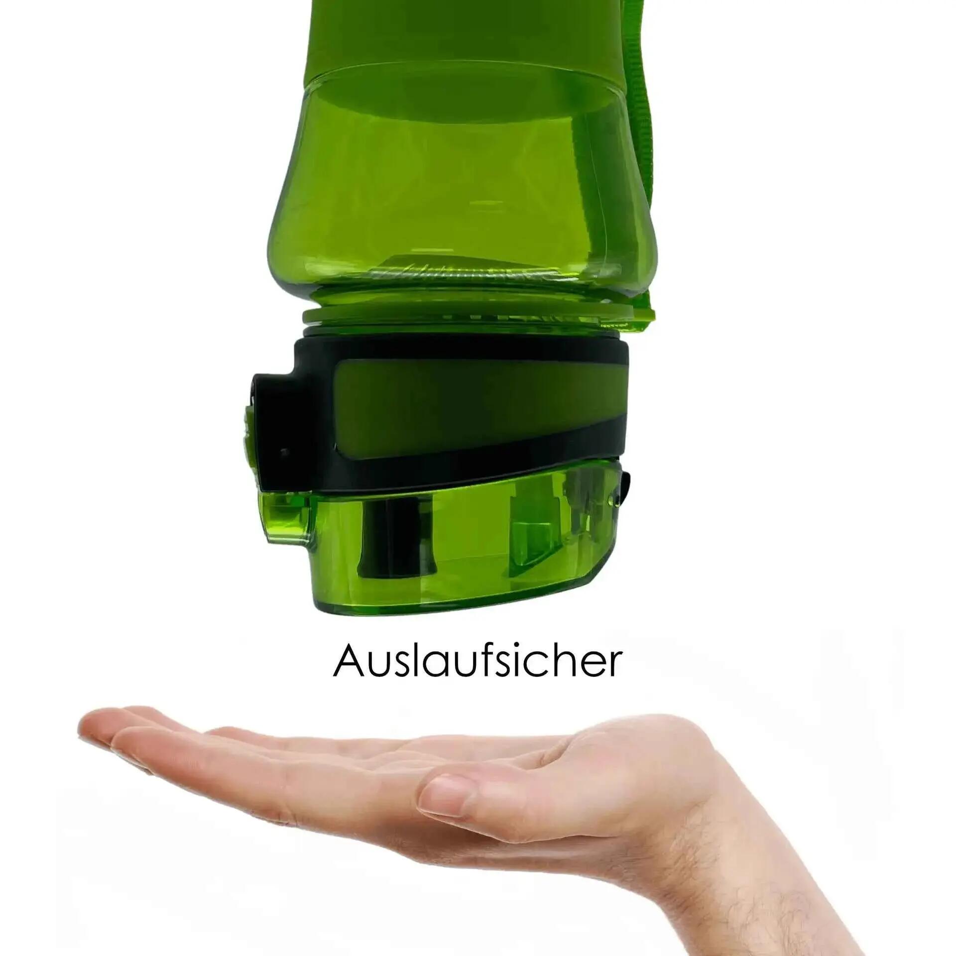 Trinkflasche mit 1 L Volumen grün auslaufsicher Sportflasche Schule Freizeit 7/7