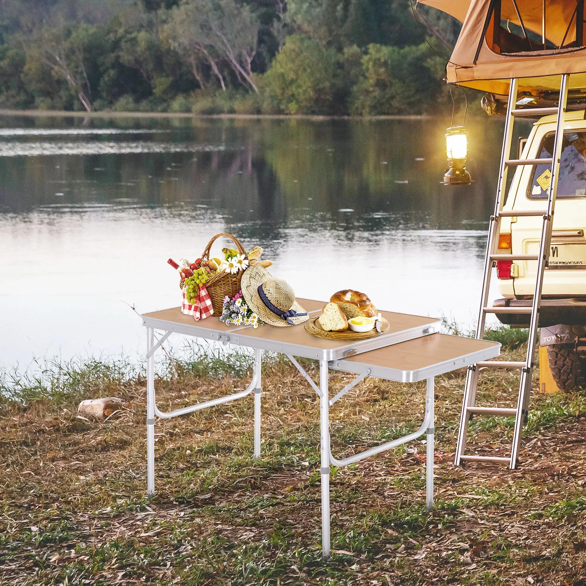 Table pliante - Camping - Unisexe - Rallonge, Hauteur réglable - Cashmere beige 4/6