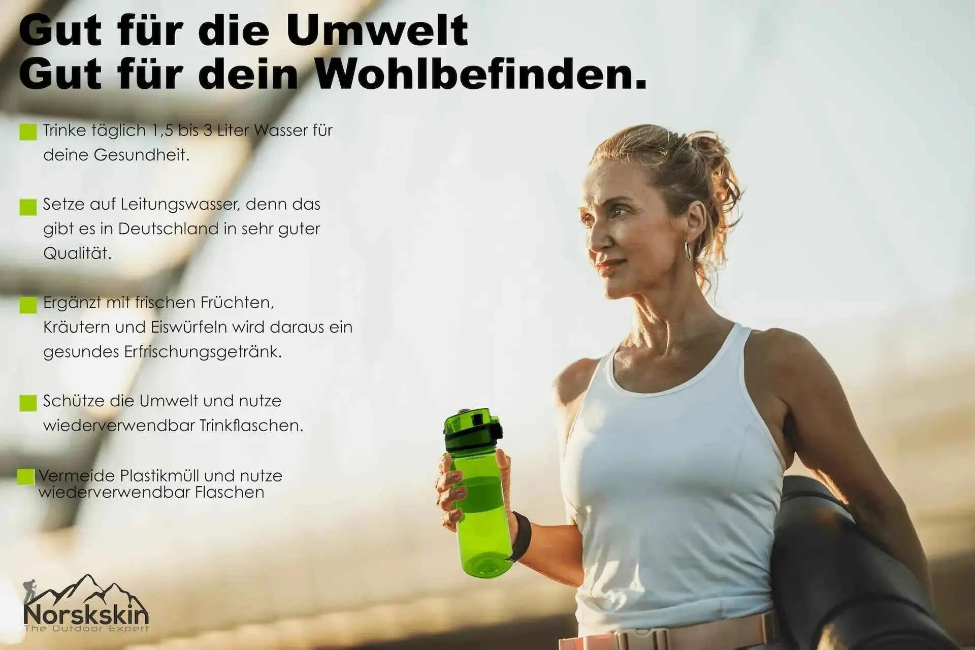 Trinkflasche mit 1 L Volumen grün auslaufsicher Sportflasche Schule Freizeit 4/7
