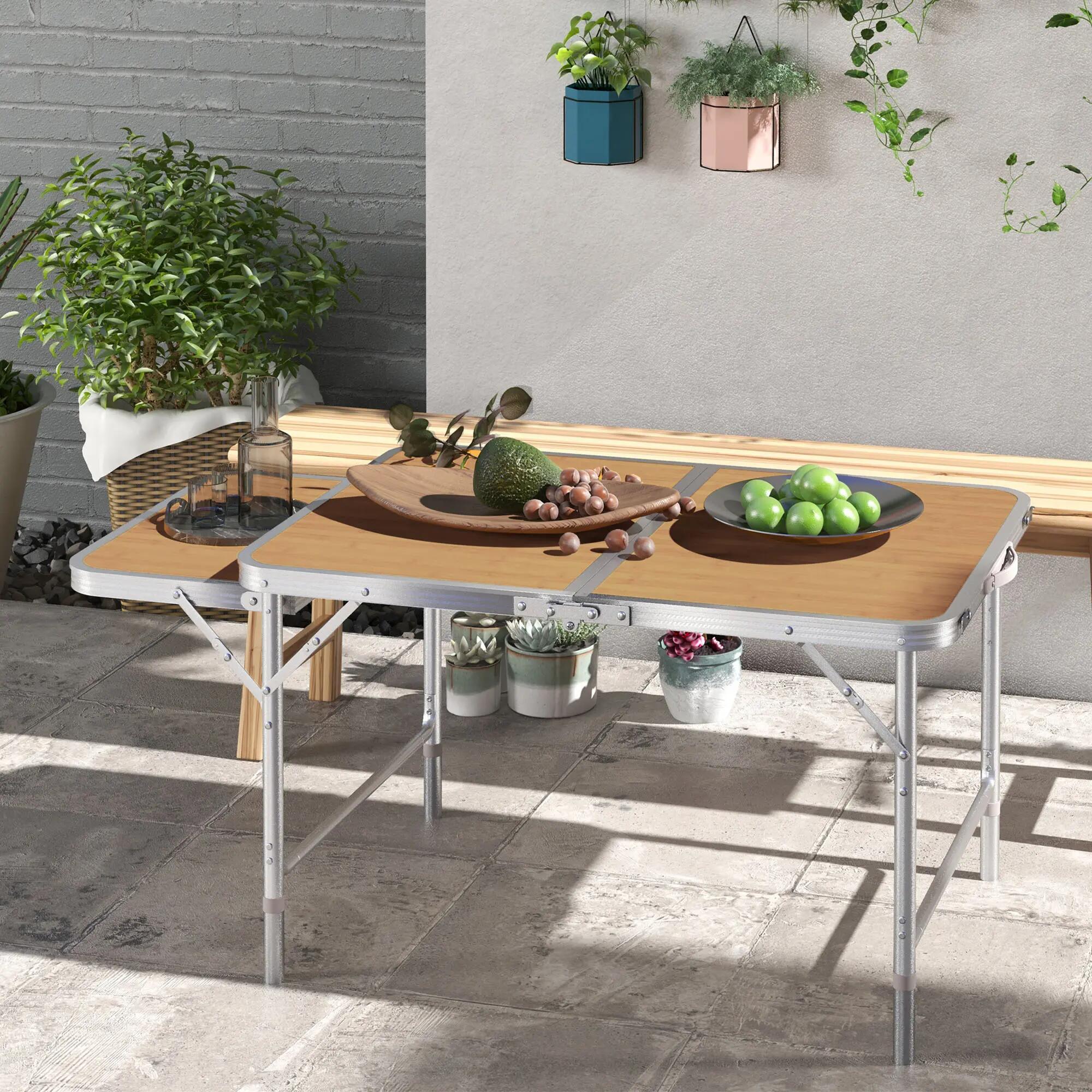 Table pliante - Camping - Unisexe - Rallonge, Hauteur réglable - Cashmere beige 3/6