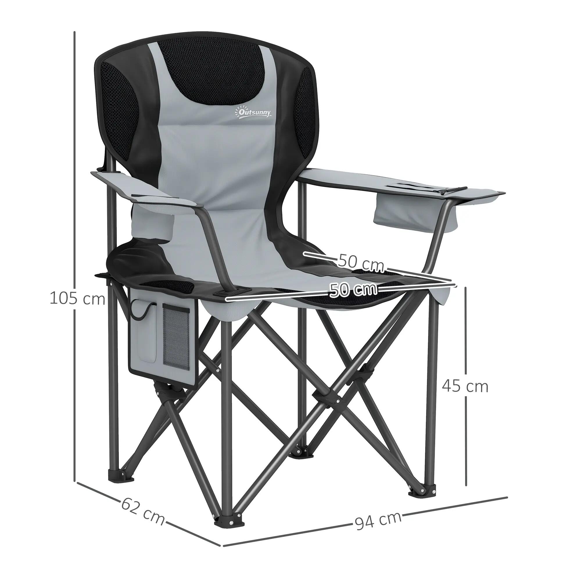 Chaise - camping - pliable, rembourrée, accoudoirs réglables - noir 5/6