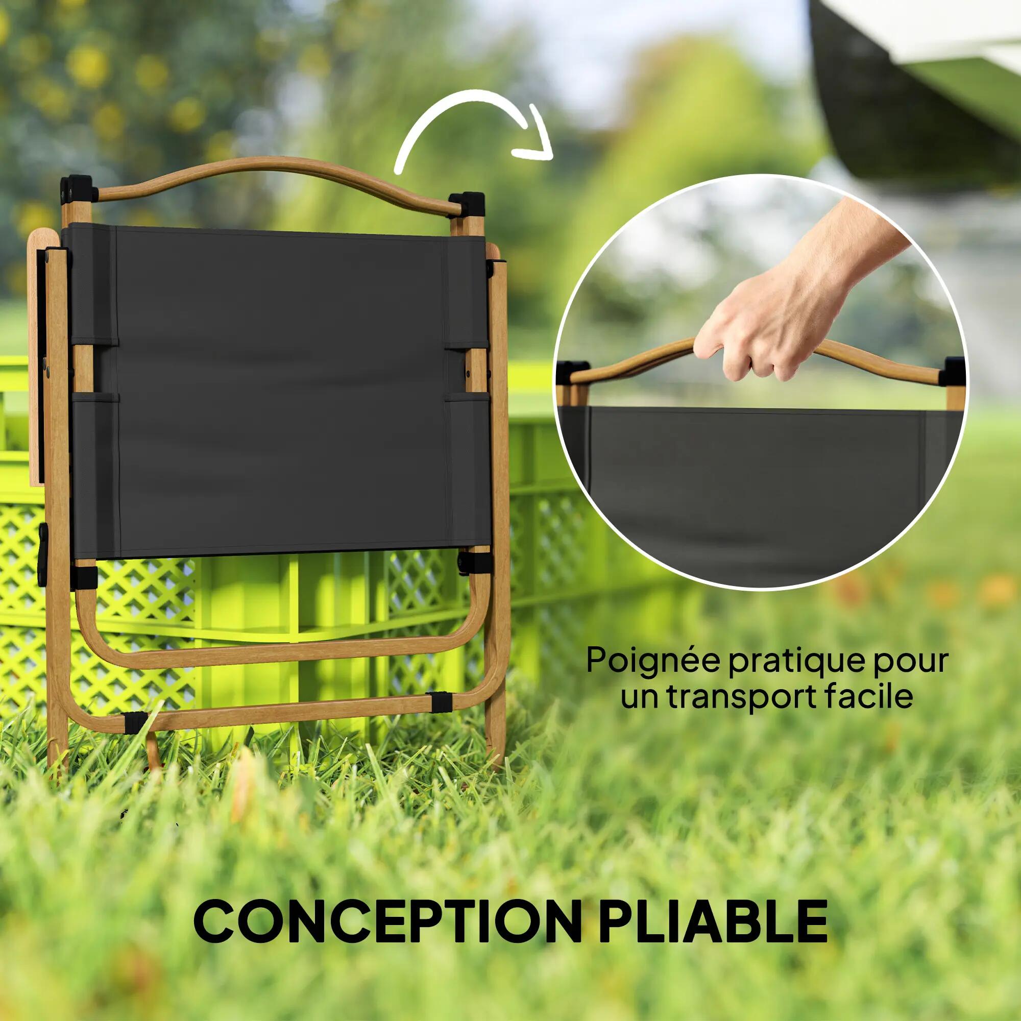 Chaise - camping - pliable, accoudoirs, cadre acier - gris foncé 6/6