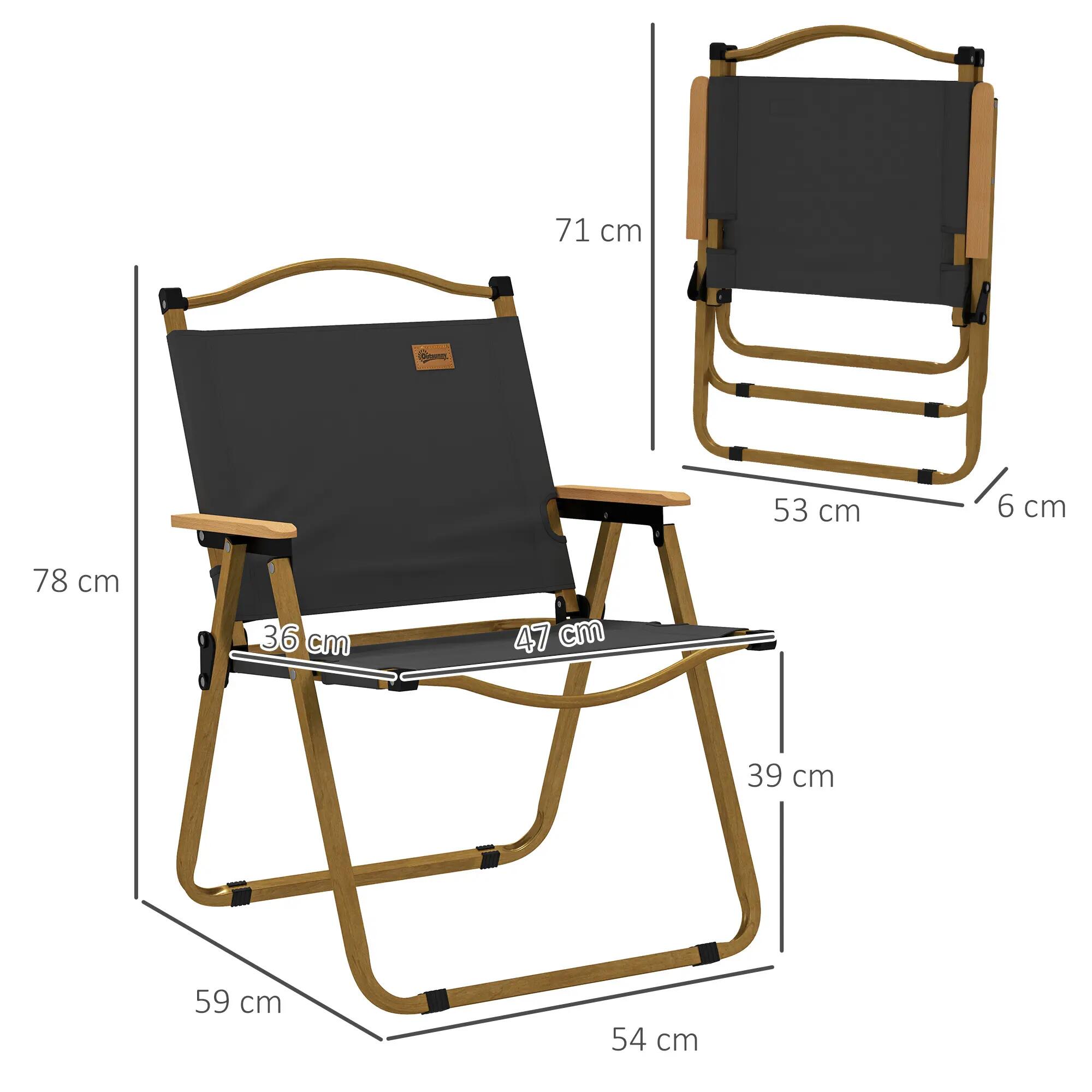 Chaise - camping - pliable, accoudoirs, cadre acier - gris foncé 5/6