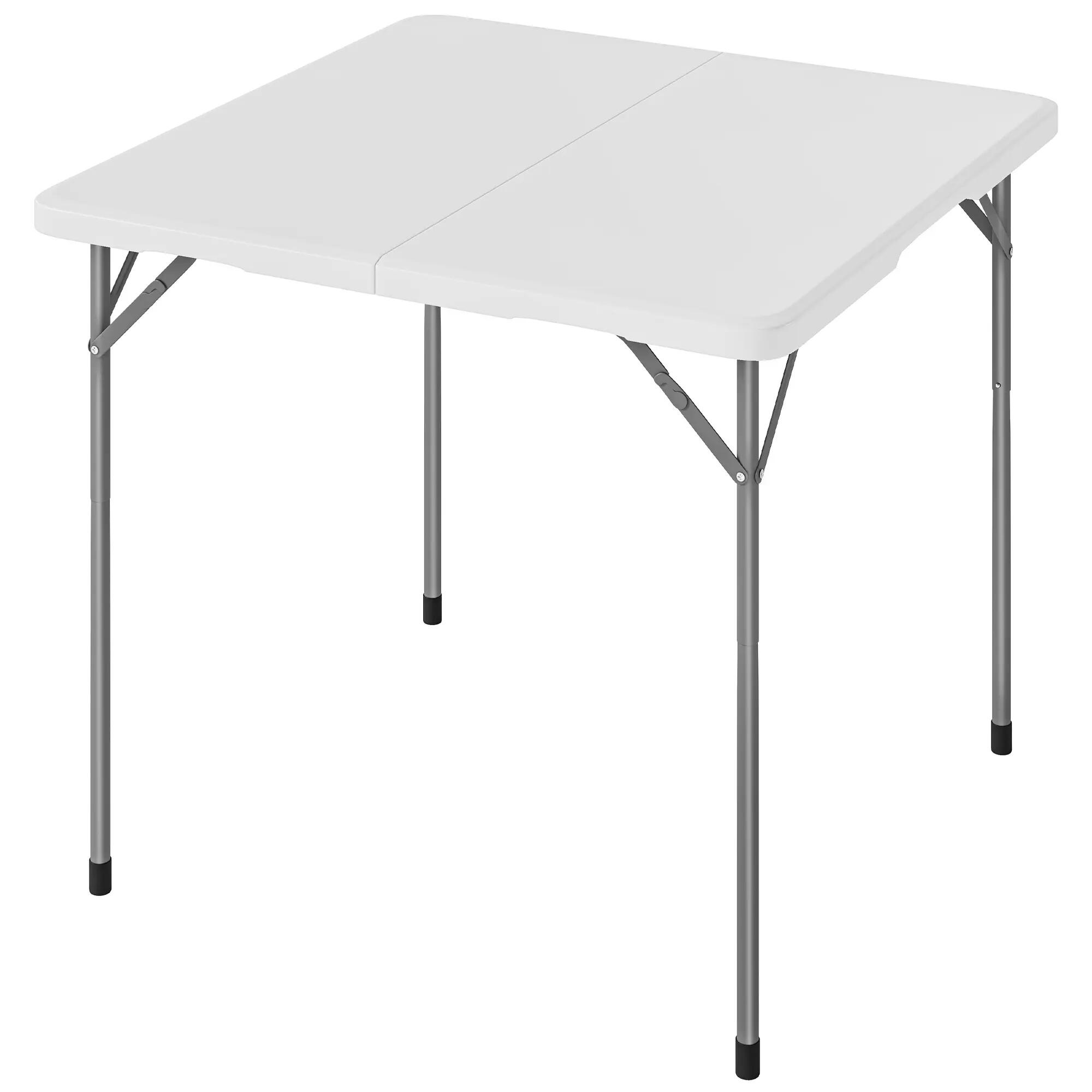 Table pliante - camping - hdpe, cadre métal, réglable - blanc 2/6