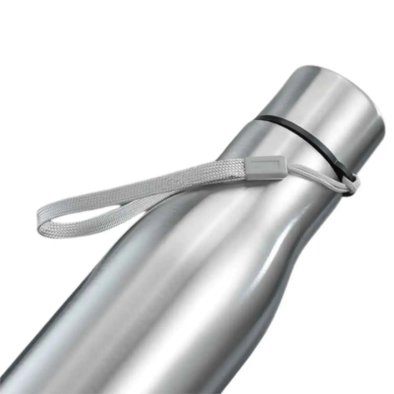 Trinkflasche Edelstahl 750 ml Kohlensäure geeignet. Flasche mit Trageschlaufe 6/6