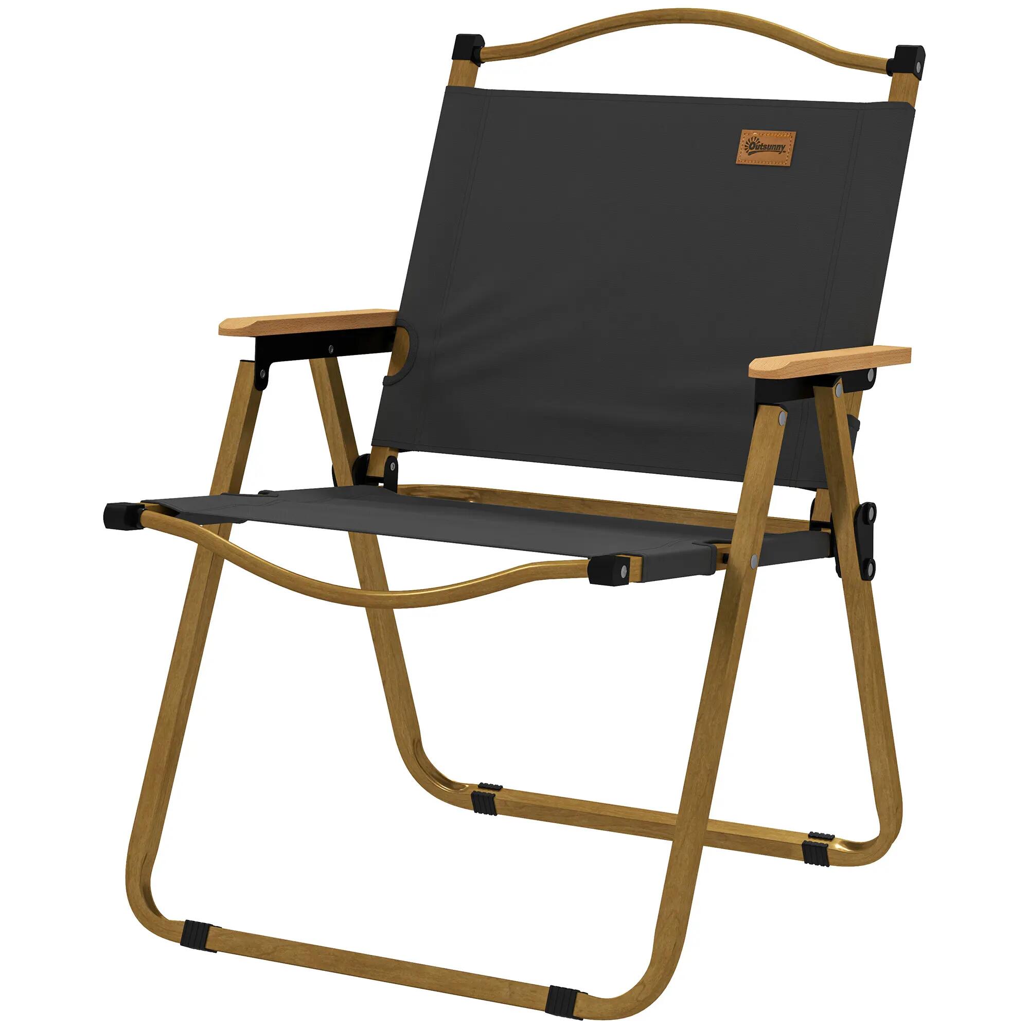 Chaise - camping - pliable, accoudoirs, cadre acier - gris foncé 2/6