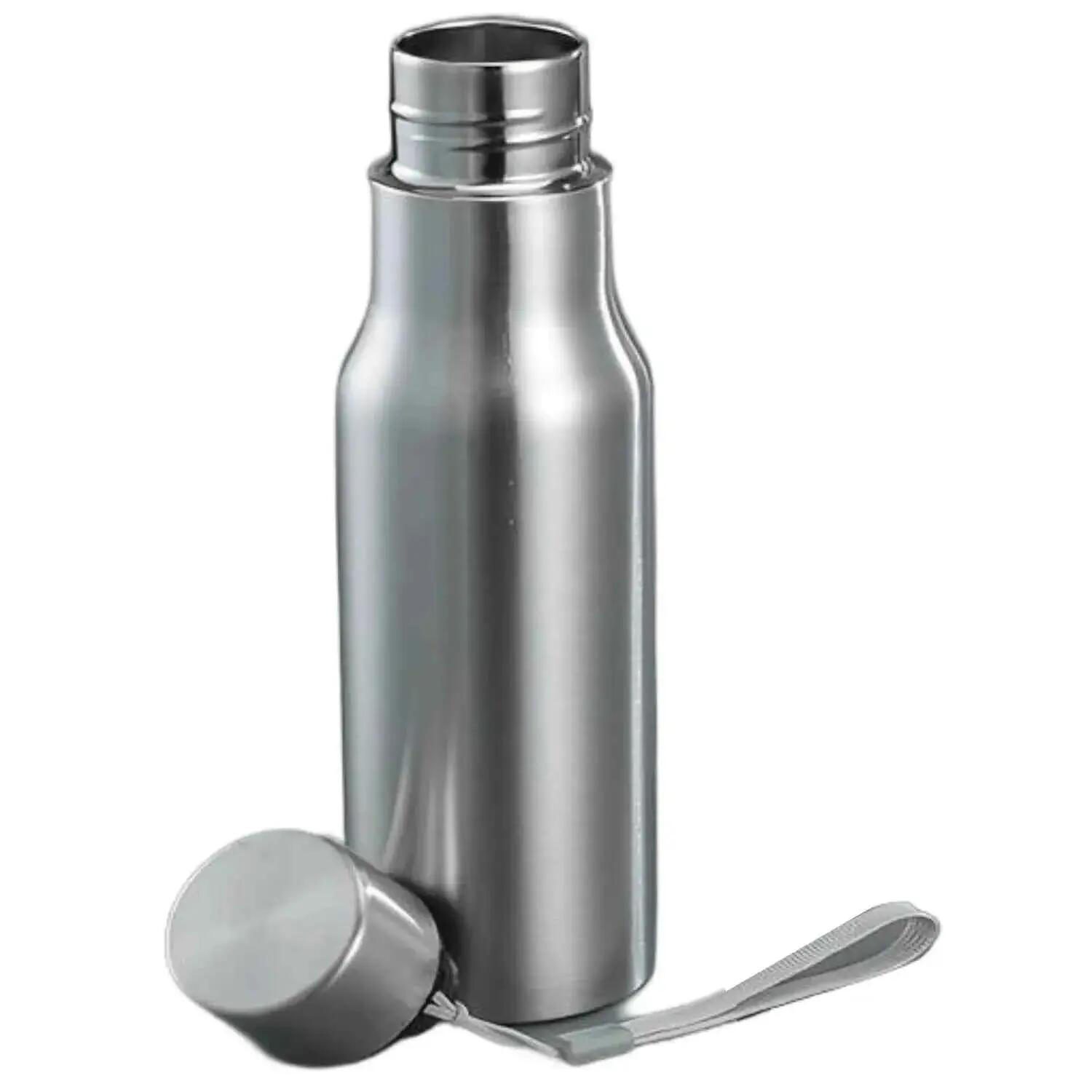 Trinkflasche Edelstahl 750 ml Kohlensäure geeignet. Flasche mit Trageschlaufe 4/6