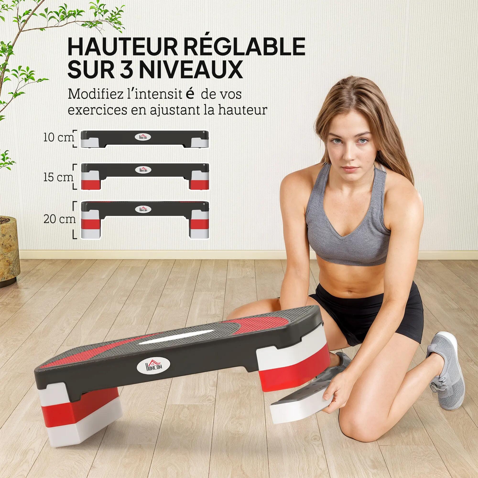 Step - Forme physique - Réglable, Antidérapant - Modèle 1 - Noir gris clair 6/6