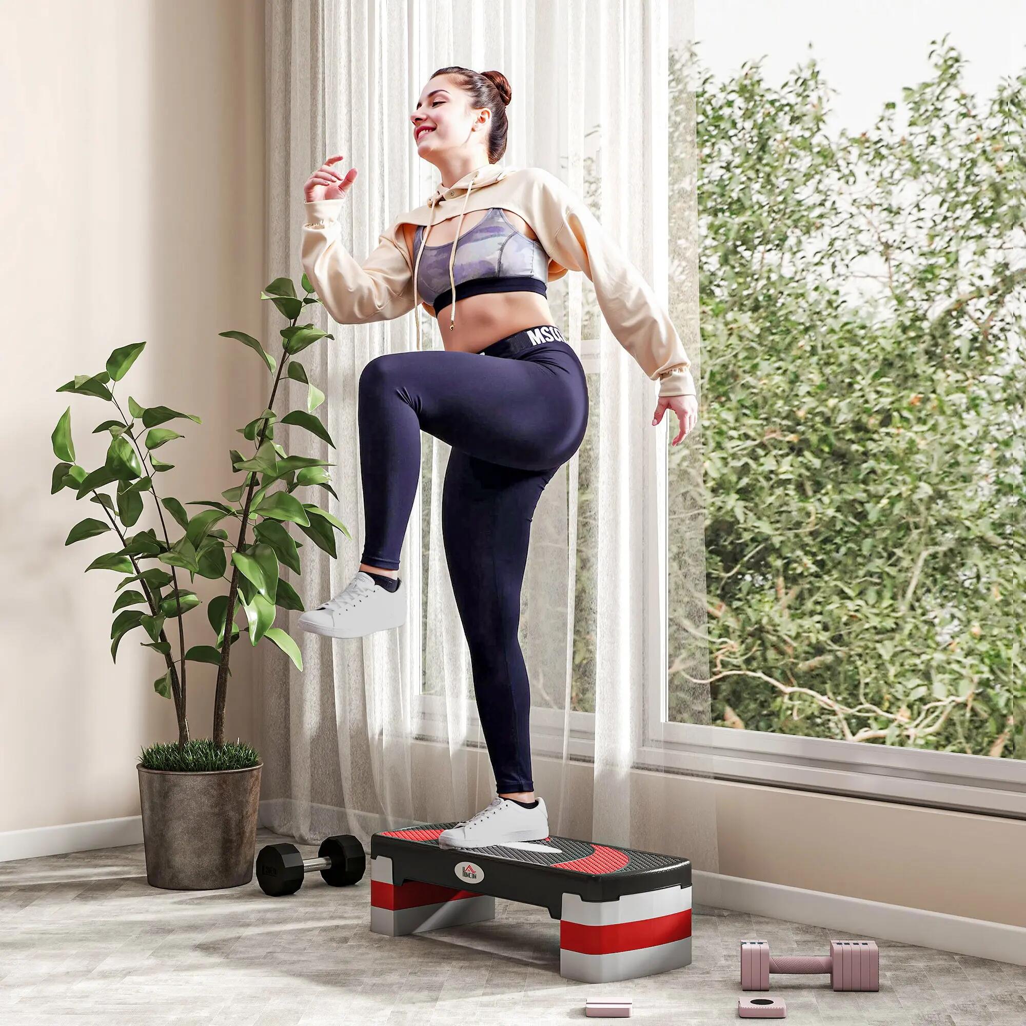 Step - Forme physique - Réglable, Antidérapant - Modèle 1 - Noir gris clair 4/6