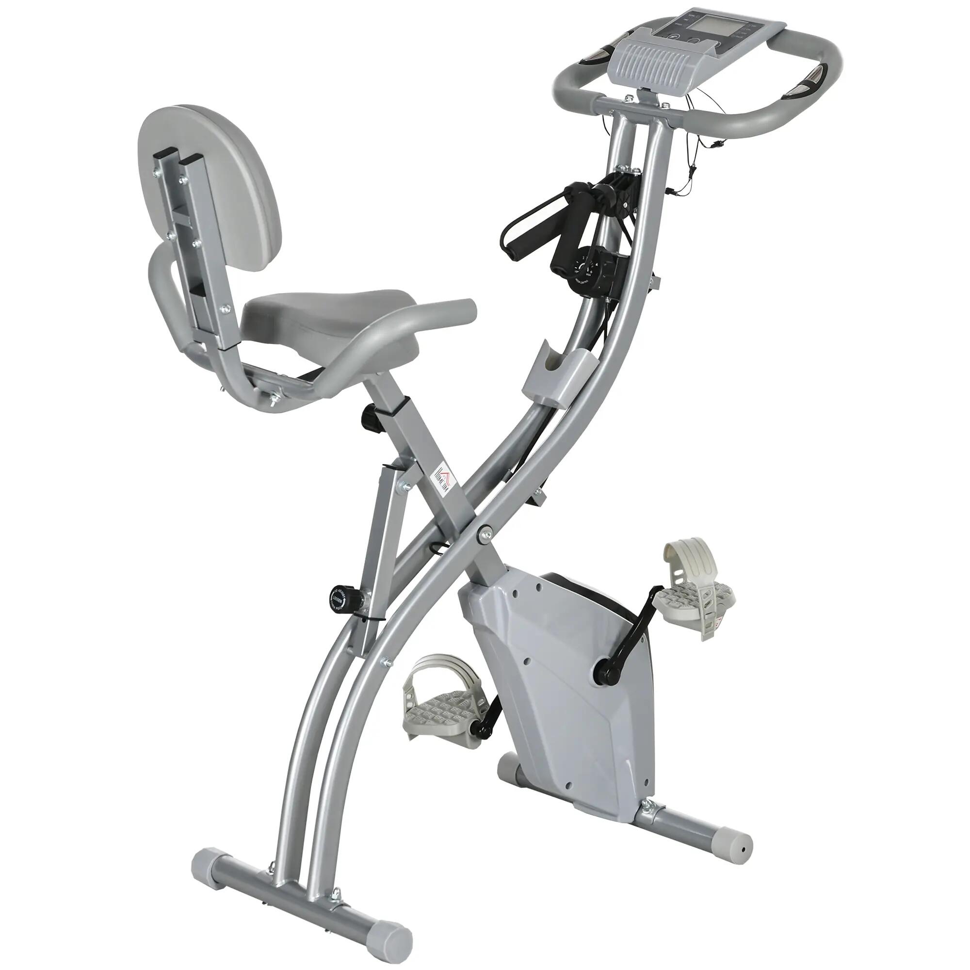 Vélo d'appartement pliable avec 8 niveaux de résistance magnétique, dossier et 1/9