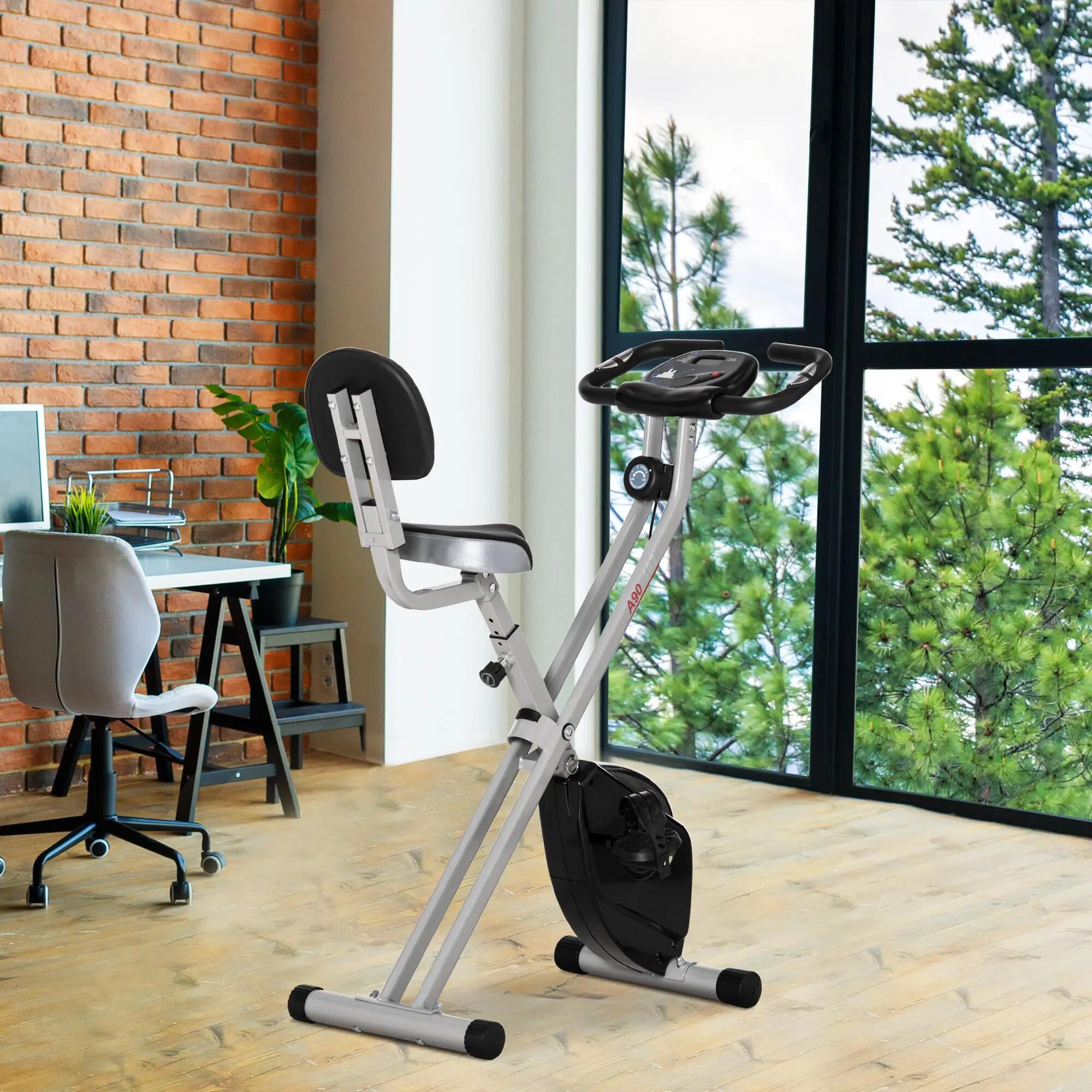 Vélo d'appartement pliable en acier, silencieux, avec guidon et selle réglables, 4/9