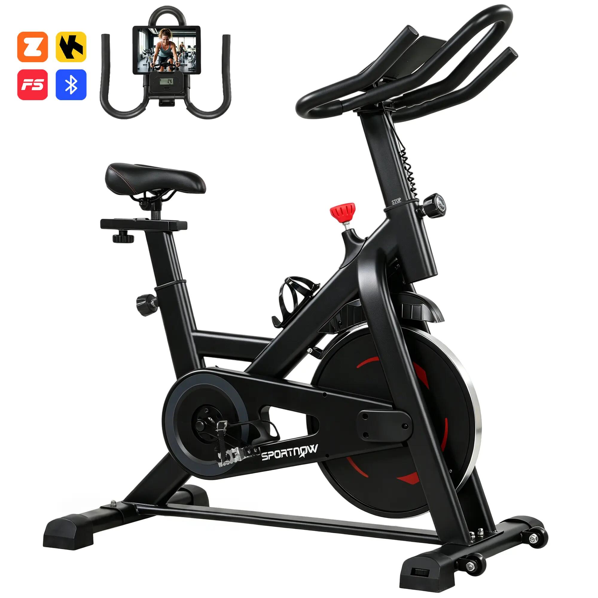 Vélo d'appartement avec application, résistance magnétique réglable, écran LCD, 1/9
