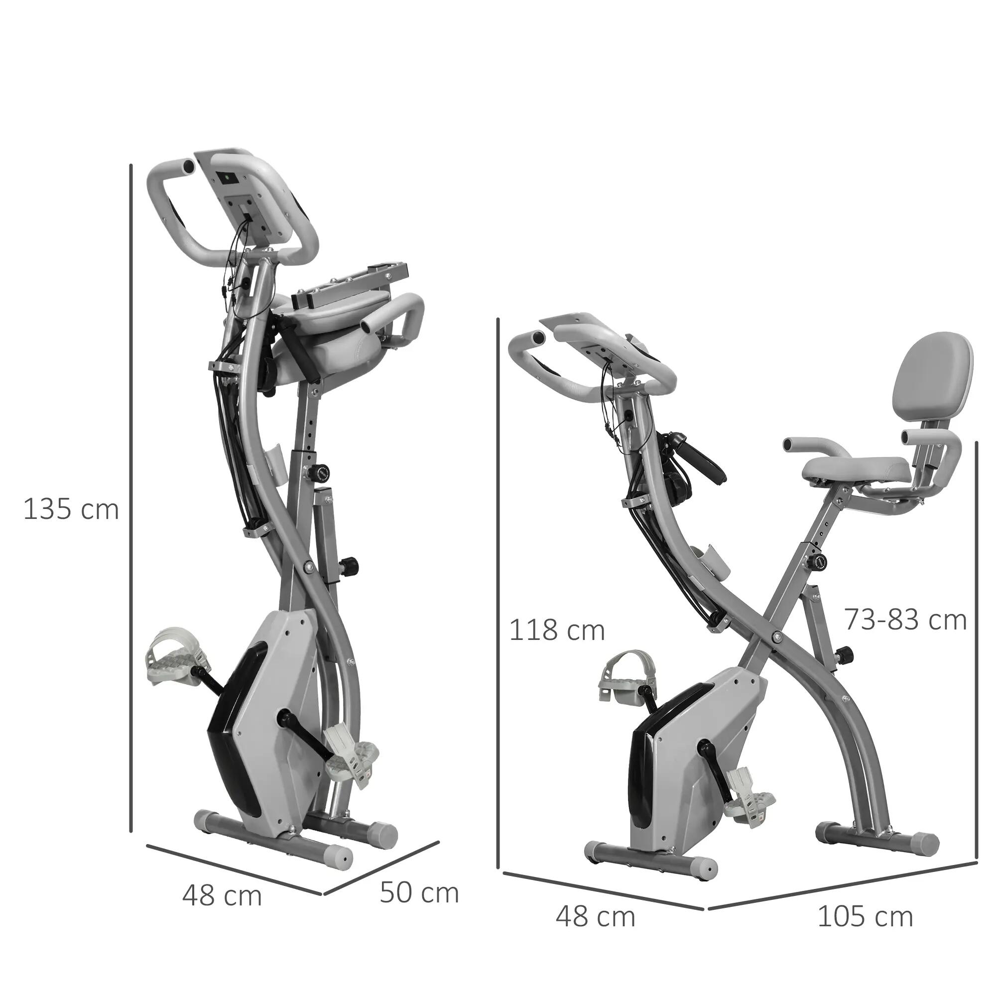 Vélo d'exercice pliable 2 en 1, résistance magnétique réglable sur 8 niveaux, 5/9