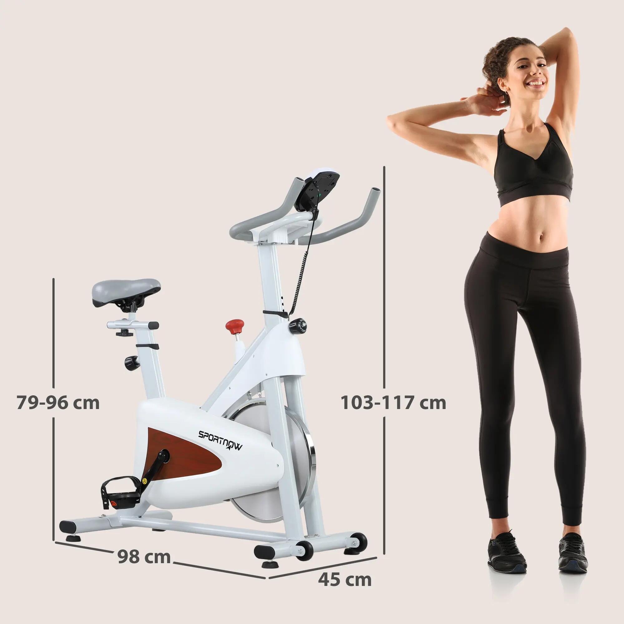 Vélo d'appartement biking réglable volant inertie 4 Kg rouge gris blanc 3/5
