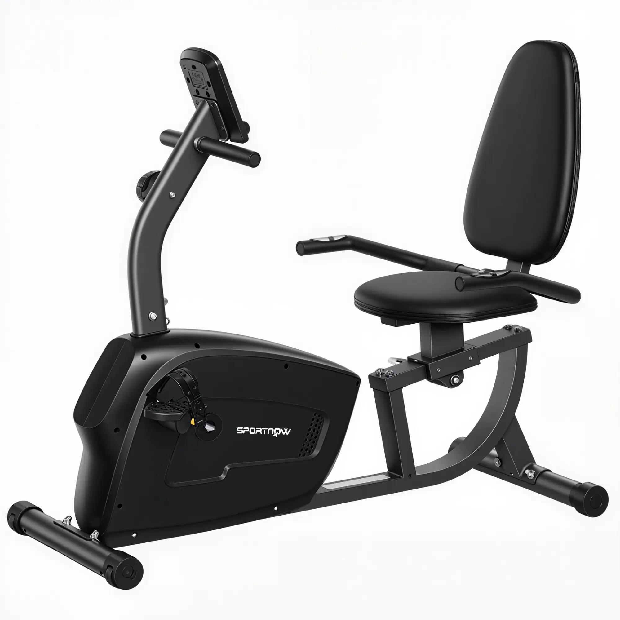 Vélo d'appartement magnétique semi-allongé, 8 niveaux de résistance réglables, 2/9