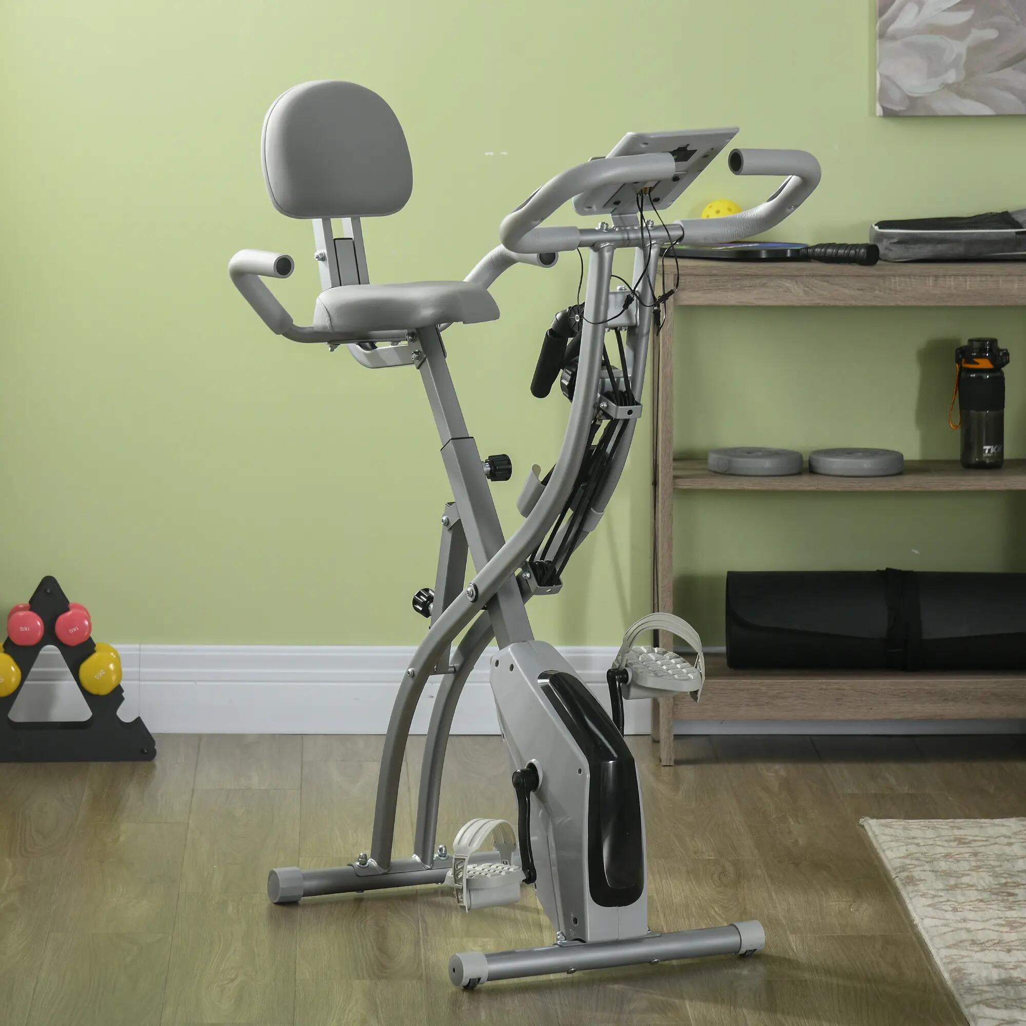 Vélo d'exercice pliable 2 en 1, résistance magnétique réglable sur 8 niveaux, 4/9