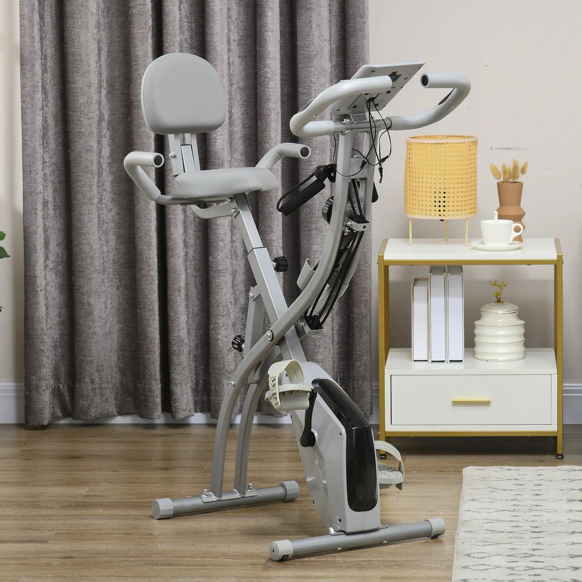 Vélo d'exercice pliable 2 en 1, résistance magnétique réglable sur 8 niveaux, 3/9