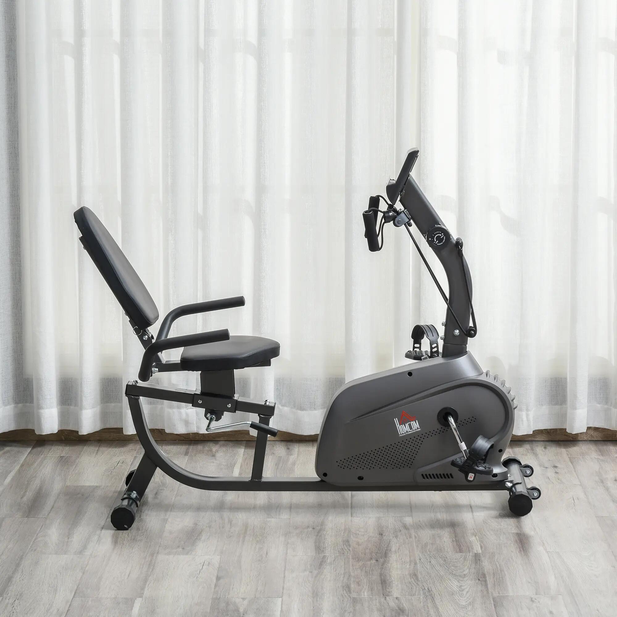 Vélo d'appartement semi-allongé magnétique avec écran LCD multifonction, siège 4/9