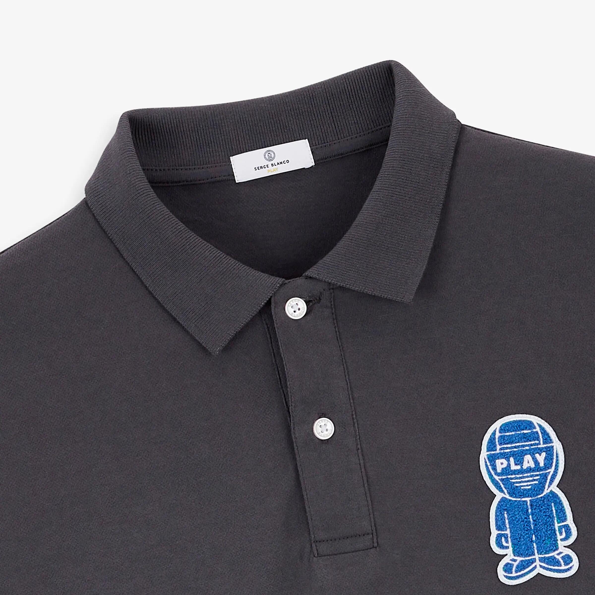 Polo de punto piqué de manga corta con insignia de rizo 3/4