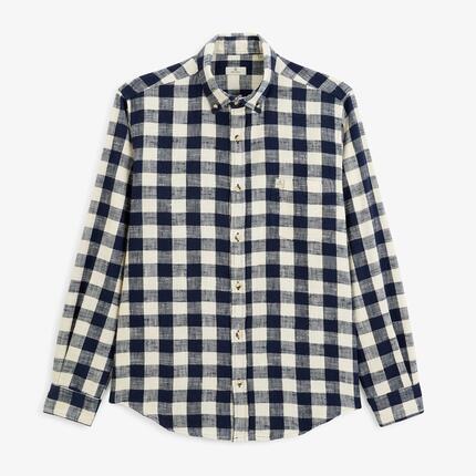 Chemise manches longues coton brushed carreaux bleu marine SBPLAY