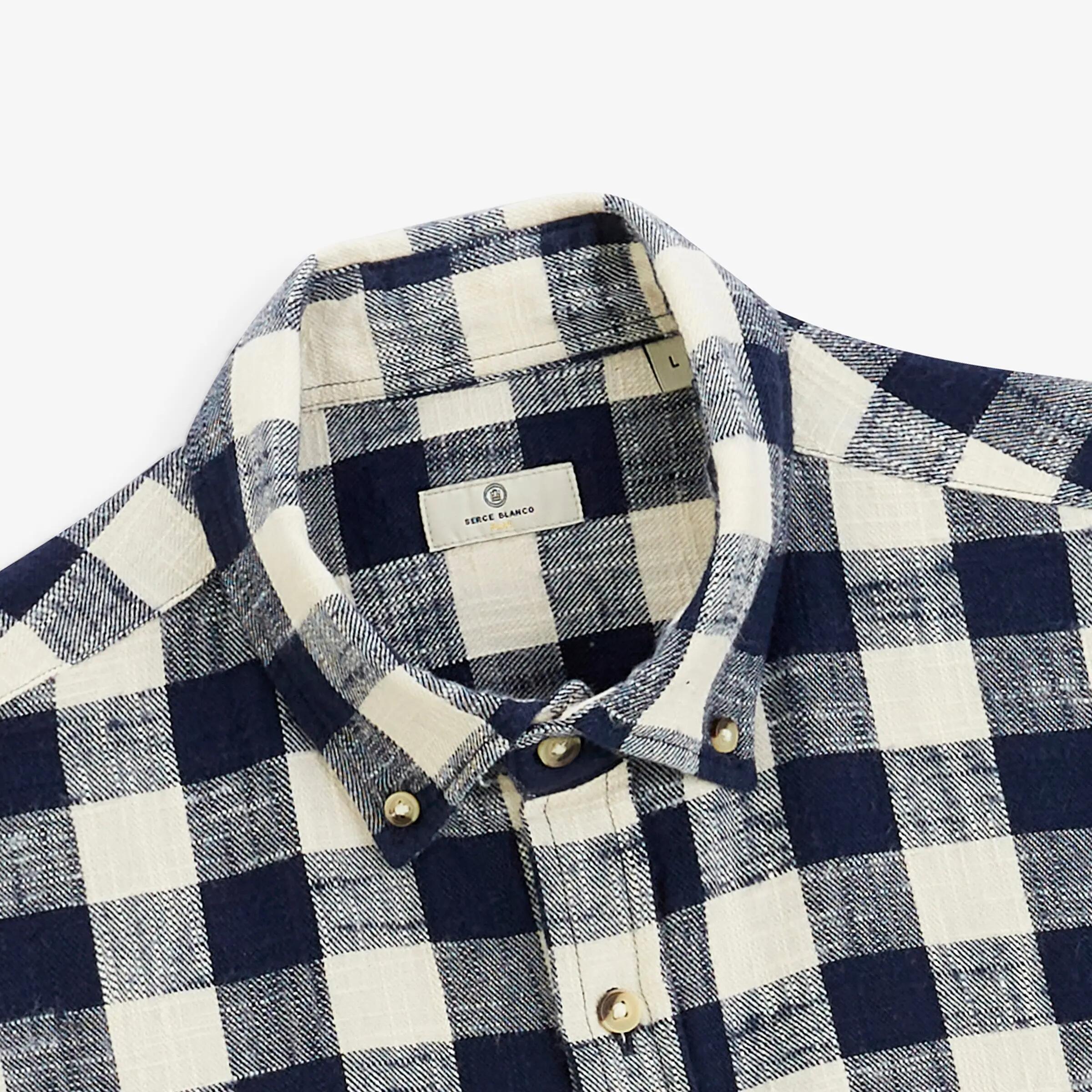 Camisa de manga larga de algodón a cuadros 3/4